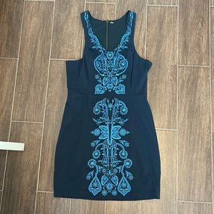 Free People | Gaze Embroidered Navy Mini Dress